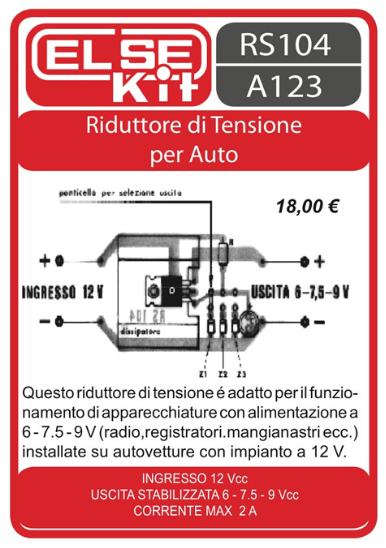 ELSE KIT RS104 Riduttore di Tensione per Auto Kit elettronico