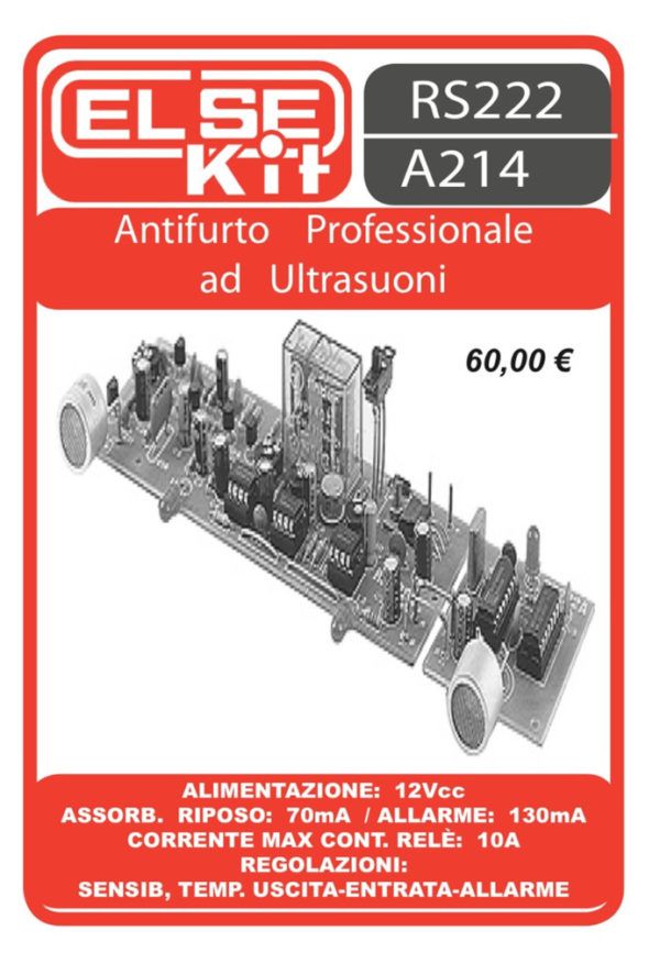 ELSE KIT RS222 Antifurto Professionale ad Ultrasuoni Kit elettronico