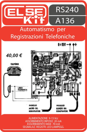 ELSE KIT RS240  Automatismo per RegistrazioniTelefoniche Kit elettronico