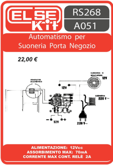 ELSE KIT RS268 Automatismo per Suoneria Porta Negozio Kit elettronico
