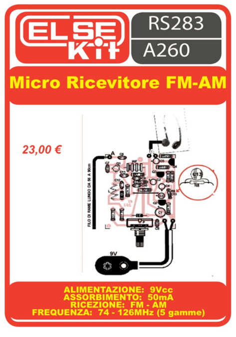 ELSE KIT RS283 Micro Ricevitore FM-AM Kit elettronico