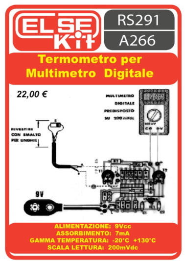 ELSE KIT RS291  Termometro per Multimetro Digitale Kit elettronico