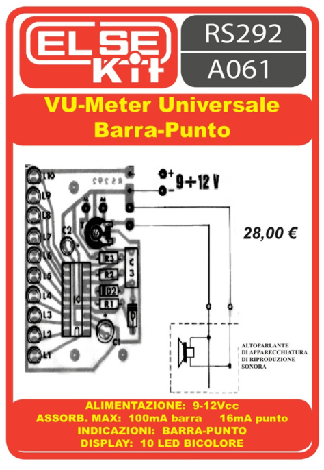ELSE KIT RS292 VU – Meter Universale Barra – Punto Kit elettronico