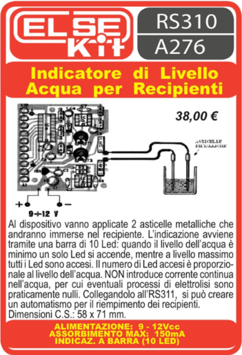 ELSE KIT RS310  Indicatore di Livello Acqua per Recipienti Kit elettronico
