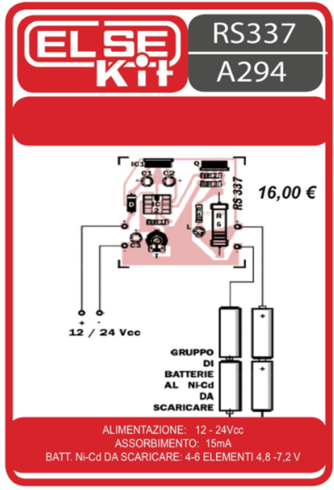 ELSE KIT RS337 Scarica Batterie al NI-CD Kit elettronico