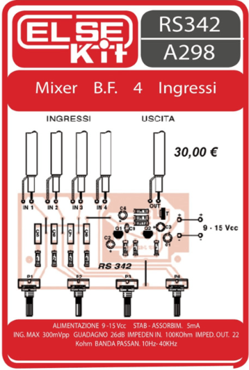 ELSE KIT RS342 Mixer B.F. 4 Ingressi Kit elettronico