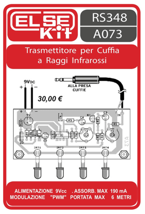 ELSE KIT RS348 Trasmettitore per Cuffia a Raggi Infrarossi Kit elettronico