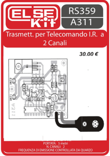 ELSE KIT RS359 Trasmettitore per Telecomando I.R. a 2 Canali Kit elettronico