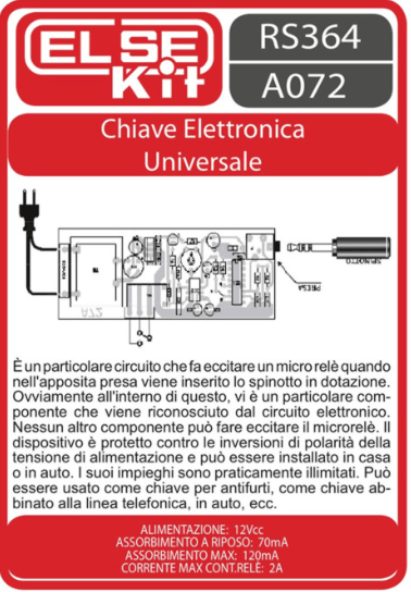 ELSE KIT RS364 Chiave Elettronica Universale Kit elettronico