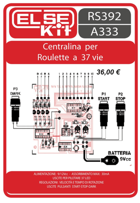 ELSE KIT RS392 Centralina per Roulette a 37 Vie Kit elettronico