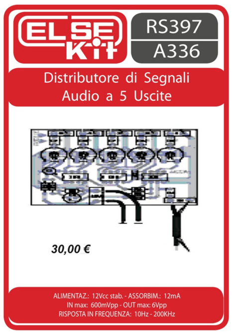 ELSE KIT RS397 Distributore di Segnali Audio a 5 Uscite KIT elettronico