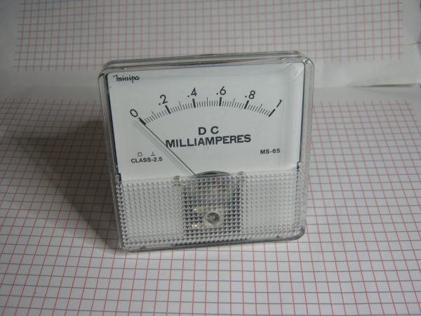 Amperometro Analogico da Pannello 1mA C.C. 80X80 Bobina Mobile Classe 2.5