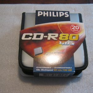 CD-ROM 80 Minuti/700 Mb 48X PHILIPS  confezione 20 dischi con custodia chiusura a Cerniera